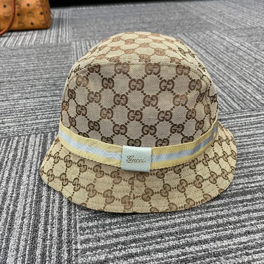 SOLD Gucci Beige Guccissima Stripe Bucket Hat - Picture 6 of 7
